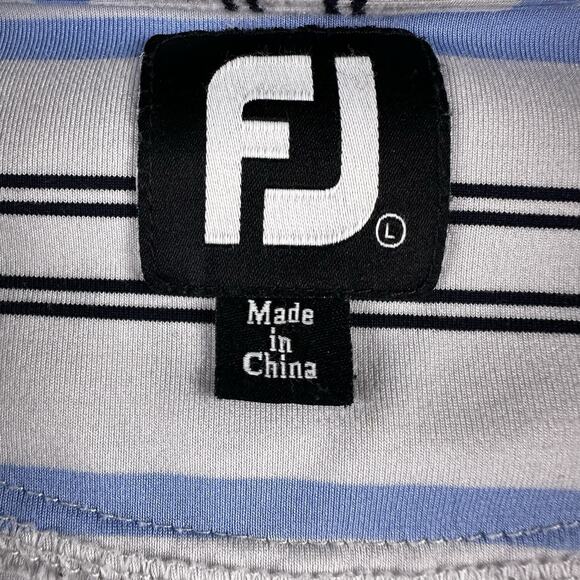 Footjoy Mens Polo Size Large (Lot Of 2) White & Blue Striped, Embroidered sleeve - Picture 10 of 16